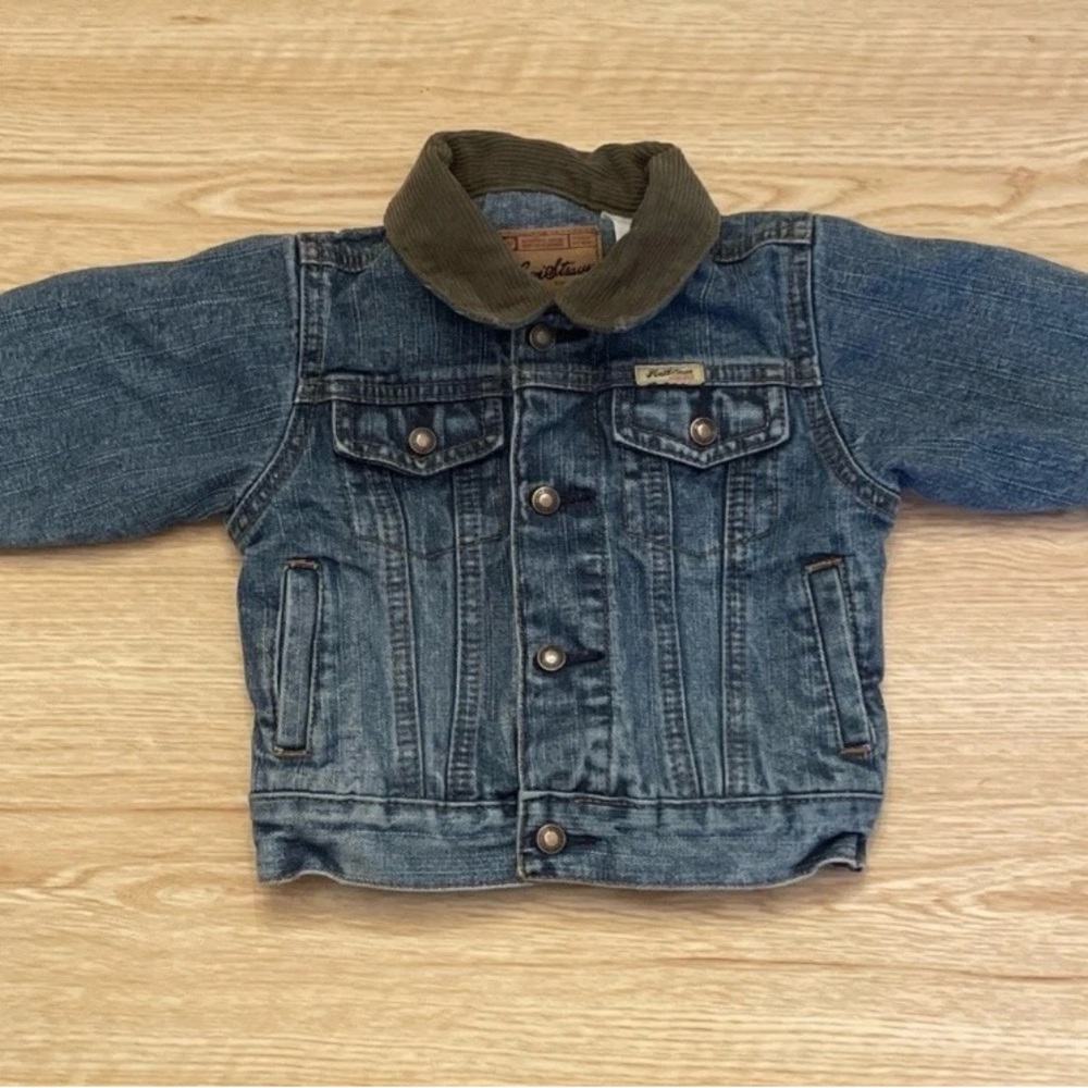Levi Strauss & Co Denim Jacket Olive Green Corduroy Collar 18months Unisex